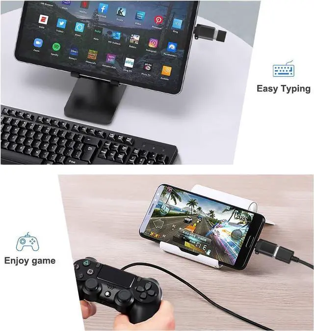 Alt view image 6 of 7 - Micro USB to USB 3.0 Adapter (2 Pack) with Lanyard Micro USB Male to USB-A Female OTG Adapter Compatible with  S7 S6 OTG Micro Devices Flash Drive Keyboard (Black)