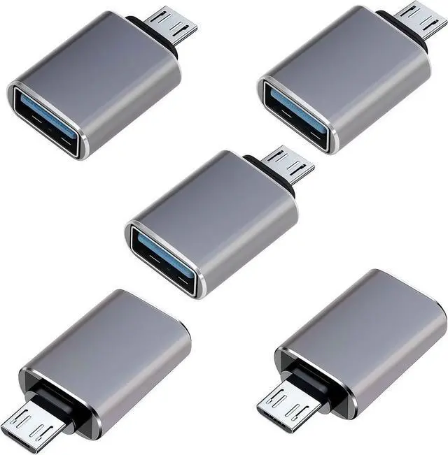 Main image of 5 Pack Micro USB to USB OTG Adapter usba to MICR USB Micro USB 2.0 OTG Adatper for S7 LG Mouse Flash Drive Keyboard Game Controller(Silver Gray)