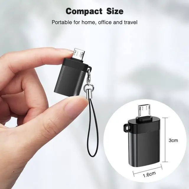 Alt view image 7 of 7 - Micro USB to USB 3.0 Adapter (2 Pack) with Lanyard Micro USB Male to USB-A Female OTG Adapter Compatible with  S7 S6 OTG Micro Devices Flash Drive Keyboard (Black)