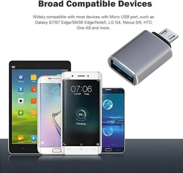 Alt view image 2 of 5 - 5 Pack Micro USB to USB OTG Adapter usba to MICR USB Micro USB 2.0 OTG Adatper for S7 LG Mouse Flash Drive Keyboard Game Controller(Silver Gray)