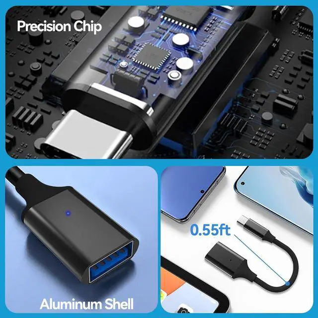 Alt view image 6 of 7 - USB C to USB 3.0 Adapter 2 Pack Type C Male to USB Female OTG Cable Thunderbolt to USB Adapter Compatible for iPhone 16 15 Pro Max iPad MacBook Pro/Air 2023 2022 M1 M2 Galaxy S23 S22 Note 10