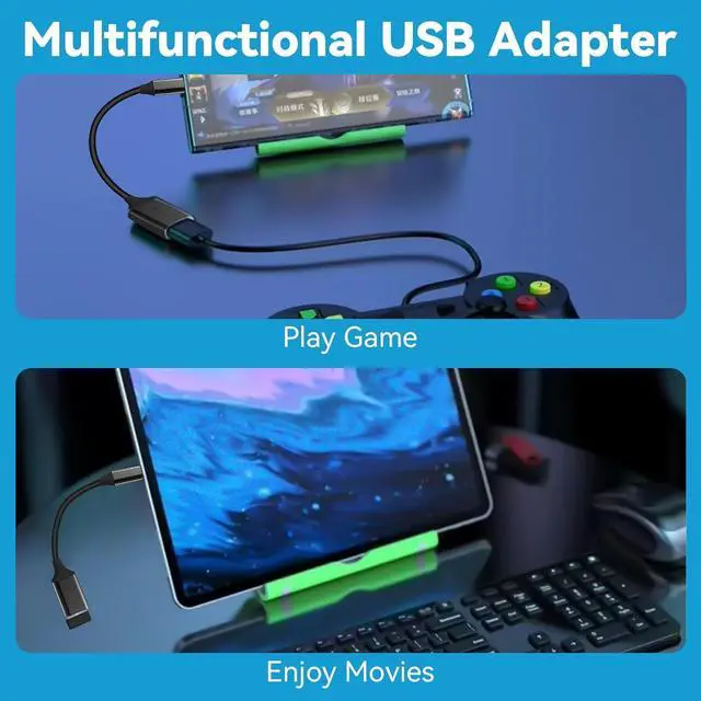 Alt view image 7 of 7 - USB C to USB 3.0 Adapter 2 Pack Type C Male to USB Female OTG Cable Thunderbolt to USB Adapter Compatible for iPhone 16 15 Pro Max iPad MacBook Pro/Air 2023 2022 M1 M2 Galaxy S23 S22 Note 10