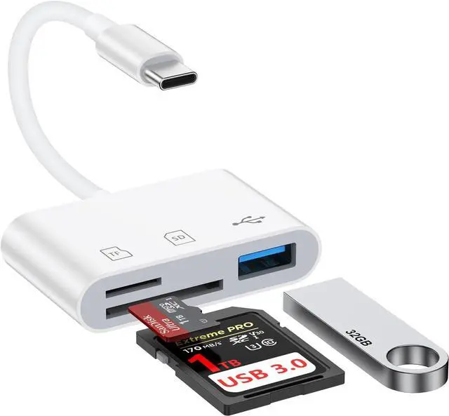 Main image of USB C SD Card Reader for iPhone 16 Pro/16Pro Max/16/16Plus 3 in 1 Type C Digital Camera Adapter Micro SD Memory Card Reader for  MacBook iPad Pro Chromebook Camera USB C Type C Devices