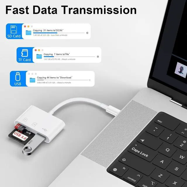 Alt view image 4 of 7 - USB C SD Card Reader for iPhone 16 Pro/16Pro Max/16/16Plus 3 in 1 Type C Digital Camera Adapter Micro SD Memory Card Reader for  MacBook iPad Pro Chromebook Camera USB C Type C Devices