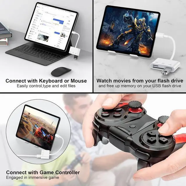 Alt view image 6 of 7 - USB C SD Card Reader for iPhone 16 Pro/16Pro Max/16/16Plus 3 in 1 Type C Digital Camera Adapter Micro SD Memory Card Reader for  MacBook iPad Pro Chromebook Camera USB C Type C Devices