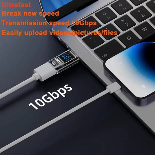 Alt view image 3 of 6 - 2Pack USB to USB3.2 Adapter with LED Digital Display 10Gbps USB3.2 Converter Type A Male/Female Expander for Laptops Keyboards Flash Drives