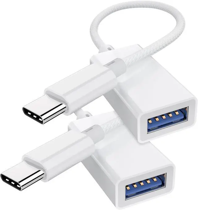 Main image of USB C to USB 3.0 Adapter (2 Pack) USB C Male to USB Female OTG Dongle Cable Thunderbolt3 to USB Adapter Compatible with MacBook Pro/Air iPad Pro iPhone 16 Pro Max/15 Galaxy S25/S24/S23/S22