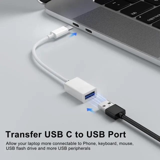 Alt view image 3 of 7 - USB C to USB 3.0 Adapter (2 Pack) USB C Male to USB Female OTG Dongle Cable Thunderbolt3 to USB Adapter Compatible with MacBook Pro/Air iPad Pro iPhone 16 Pro Max/15 Galaxy S25/S24/S23/S22