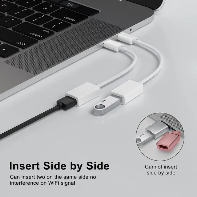 Alt view image 4 of 7 - USB C to USB 3.0 Adapter (2 Pack) USB C Male to USB Female OTG Dongle Cable Thunderbolt3 to USB Adapter Compatible with MacBook Pro/Air iPad Pro iPhone 16 Pro Max/15 Galaxy S25/S24/S23/S22
