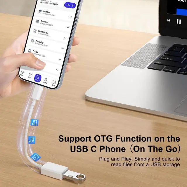Alt view image 5 of 7 - USB C to USB 3.0 Adapter (2 Pack) USB C Male to USB Female OTG Dongle Cable Thunderbolt3 to USB Adapter Compatible with MacBook Pro/Air iPad Pro iPhone 16 Pro Max/15 Galaxy S25/S24/S23/S22