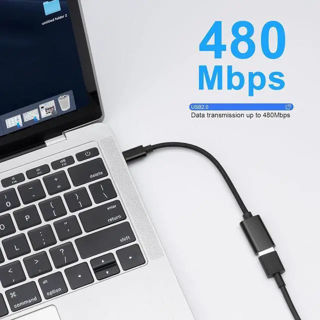 Alt view image 6 of 7 - USB C to USB 2.0 Adapter Type-C OTG Cable [2 Pack] USB Type C Male to USB Female Adapter USB-C Adapter for MacBook 2019/2018/2017 iPad  Galaxy and More