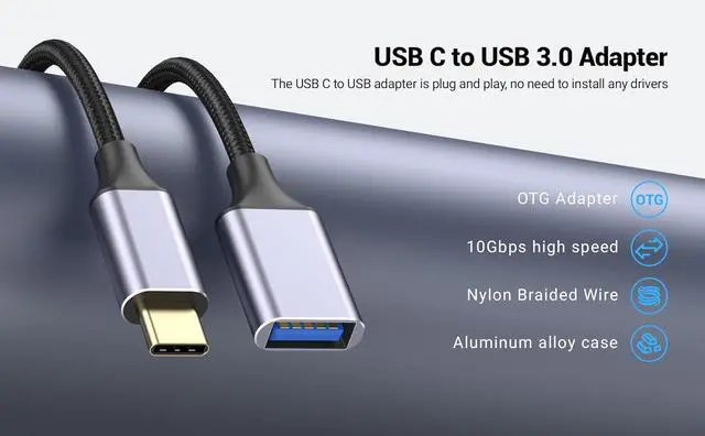 Alt view image 7 of 7 - USB Female to C Male Cable(1M/3.3 Ft) Type-C Adapter USB C to USB 3.0 Adapter C Female to A Male for Phone/Laptop/Tablet/Switch USB-C Device
