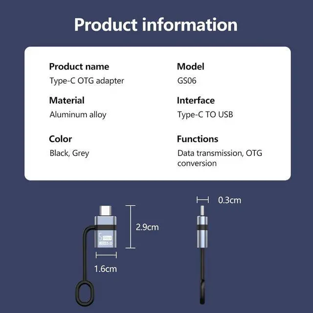 Alt view image 2 of 6 - USB C to USB Adapter 2-Piece Set USB C to U 3.0 OTG Adapter Thunderbolt 4/3 to USB 3.0 Compatible with Phone 16 Pro Max MacBook Pro Air 2023 Pad Mini iMac Surface etc