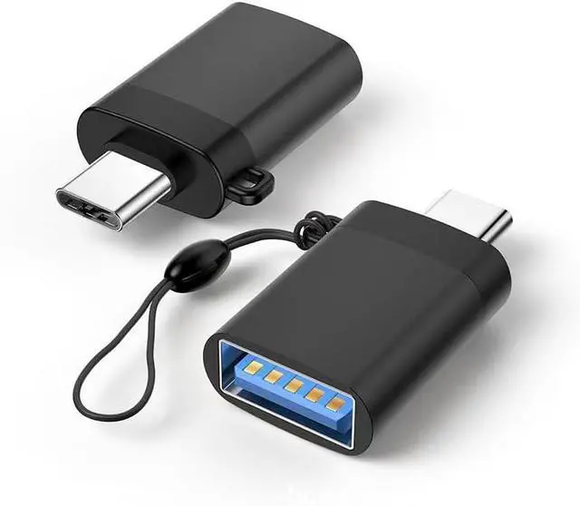 Main image of USB to USB C Adapter USB C Male to USB 3.0 Female Adapter Thunderbolt 3 OTG Converter Compatible with MacBook Pro MacBook iPad  Galaxy S20-S23  XPS and More USB Devices Rope Black