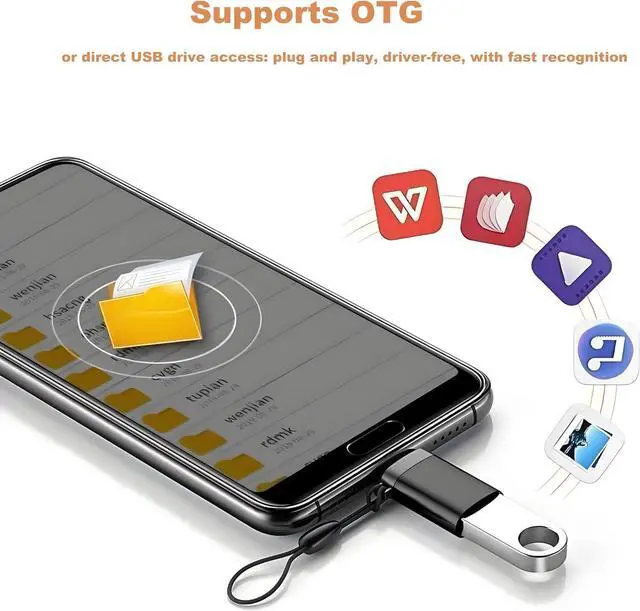Alt view image 2 of 7 - USB to USB C Adapter USB C Male to USB 3.0 Female Adapter Thunderbolt 3 OTG Converter Compatible with MacBook Pro MacBook iPad  Galaxy S20-S23  XPS and More USB Devices Rope Black