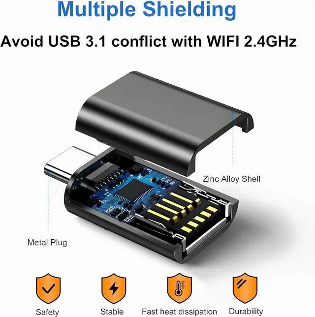 Alt view image 3 of 7 - USB to USB C Adapter USB C Male to USB 3.0 Female Adapter Thunderbolt 3 OTG Converter Compatible with MacBook Pro MacBook iPad  Galaxy S20-S23  XPS and More USB Devices Rope Black
