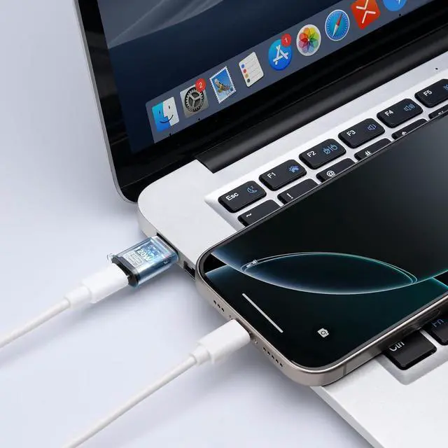 Alt view image 4 of 7 - USB to USB C Adapter OTG with 120W Fast Charging Type C Female to Type A Male Transparent Adapter for Laptop MacBook U Disk Hard Drive 2-Pack Blue