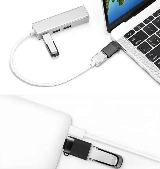 Alt view image 4 of 7 - USB to USB C Adapter USB C Male to USB 3.0 Female Adapter Thunderbolt 3 OTG Converter Compatible with MacBook Pro MacBook iPad  Galaxy S20-S23  XPS and More USB Devices Rope Black