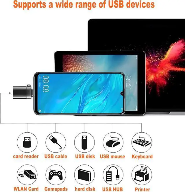 Alt view image 6 of 7 - USB to USB C Adapter USB C Male to USB 3.0 Female Adapter Thunderbolt 3 OTG Converter Compatible with MacBook Pro MacBook iPad  Galaxy S20-S23  XPS and More USB Devices Rope Black