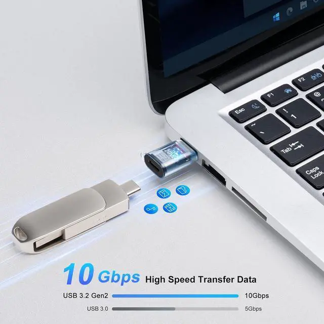 Alt view image 3 of 7 - USB to USB C Adapter OTG with 120W Fast Charging Type C Female to Type A Male Transparent Adapter for Laptop MacBook U Disk Hard Drive 2-Pack Blue