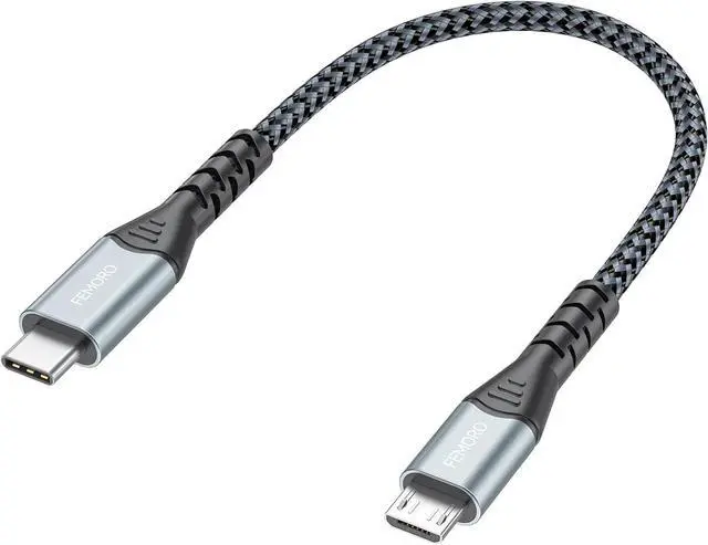 Main image of USB C to Micro USB Cable 6 Inch Short 480Mbps Data Transfer & 12W Charging USB-C Type C to Micro USB Cable Adapter OTG Cord Braided for MicroUSB Devices