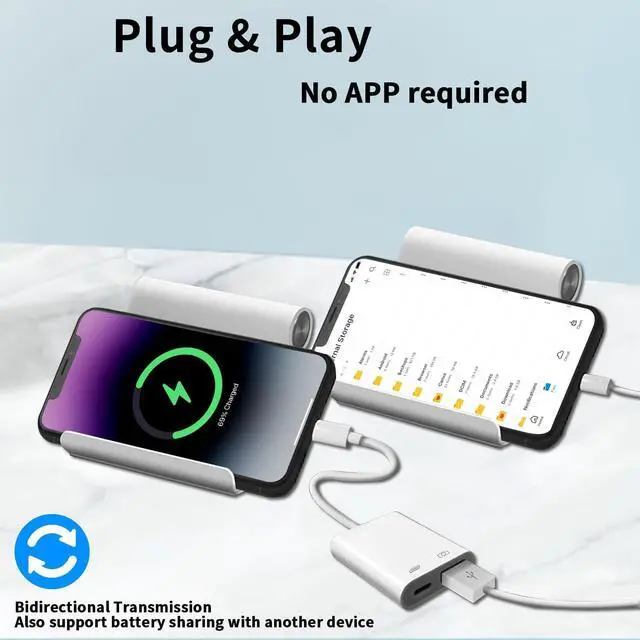 Alt view image 4 of 7 - [ MFi Certified] Lightning to USB Camera Adapter for iPhone iPad to USB 3.0 Female OTG Adapter with Charging Port Plug and Play Support Card Reader USB Flash Drives Keyboard