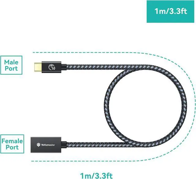 Alt view image 7 of 7 - USB-C Male to USB-A Female Adapter Cable OTG - 10Gbps for Phone Laptop Tablet & Switch - 1m/3.3ft
