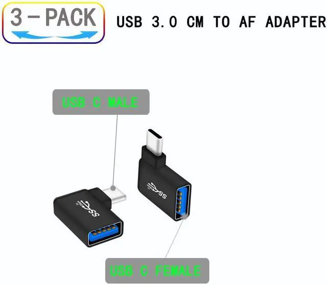 Alt view image 2 of 5 - Right Angle USB C to USB OTG Adapter(3-Pack) Aluminum 90 Degree USB-C to USB 3.0 Converter Type C OTG for MacBook Pro 2020 iPad Pro