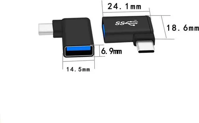Alt view image 5 of 5 - Right Angle USB C to USB OTG Adapter(3-Pack) Aluminum 90 Degree USB-C to USB 3.0 Converter Type C OTG for MacBook Pro 2020 iPad Pro