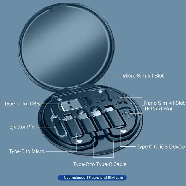Alt view image 3 of 7 - USB C Adapter OTG Kit Multi Charging Cable Case Convertor USB C to iOS Device Type C Micro Adapter Data Transfer Contains Card Slot for Traveling Use as Phone Holder(Midnight Blue)
