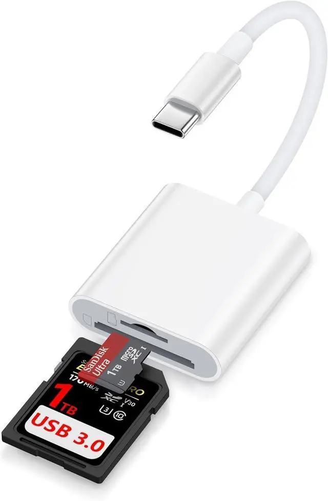 Main image of SD Card Reader Type C for iPhone 16e/16Pro/15Pro Max MacBook iPad Pro USB C Micro SD Card Reader Dual Slot 3.0 High Speed Trail Camera Memory Card Adapter for Android  S25 Plug and Play