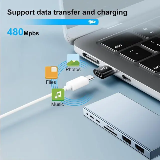Alt view image 6 of 7 - USB to USBC Adapter 10 Pack USB-C to USB Adapter USBA Type C Male Female OTG Converter USBC Adapters for iPhone MacBook iPad Car Charger(Black)