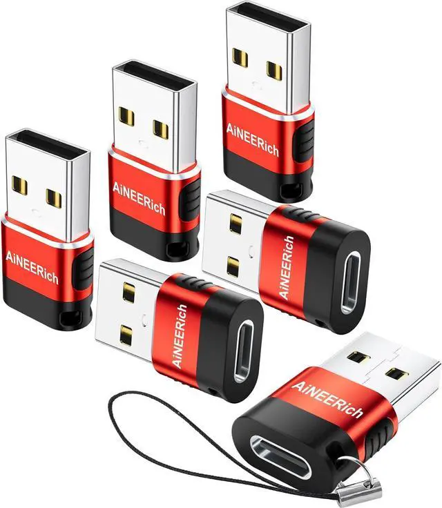 Main image of USB to USB C Adapter USB A to USB C Adapter USBA Male to USBC Female OTG Connector Charger Cable Converter for iPhone iPad  Galaxy iWatch Red