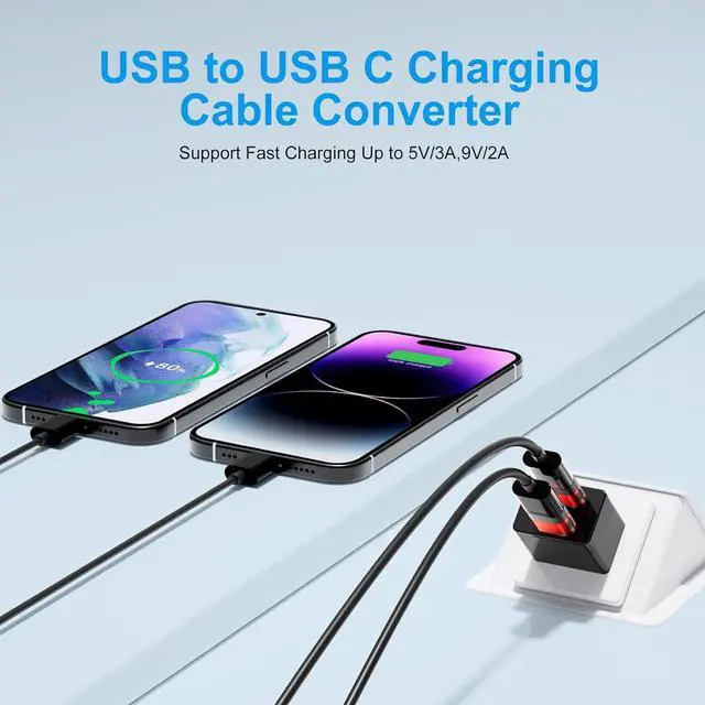Alt view image 4 of 7 - USB to USB C Adapter USB A to USB C Adapter USBA Male to USBC Female OTG Connector Charger Cable Converter for iPhone iPad  Galaxy iWatch Red