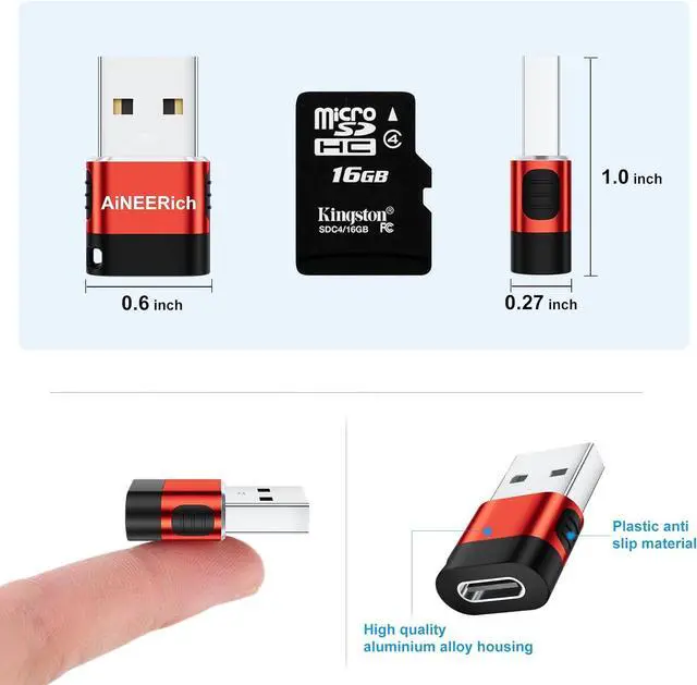 Alt view image 6 of 7 - USB to USB C Adapter USB A to USB C Adapter USBA Male to USBC Female OTG Connector Charger Cable Converter for iPhone iPad  Galaxy iWatch Red
