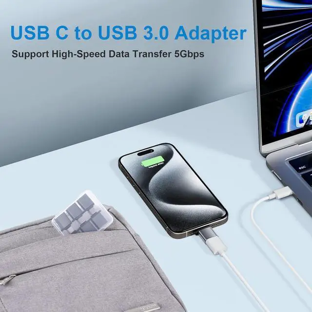 Alt view image 3 of 7 - USB to USB C Adapter 10 Pack USBC to USB Adapter USBA to USBC Adapter TypeC to USBA Male Female OTG Converter for iPhone 16 15 MacBook PS5 Phones Charger Grey