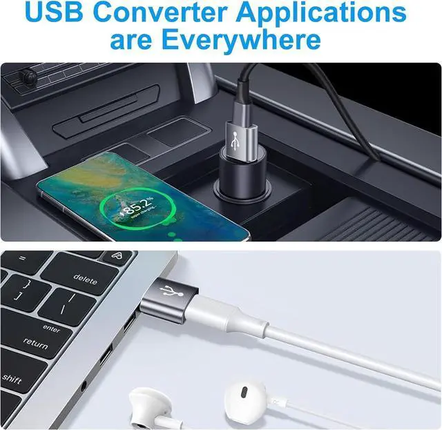 Alt view image 7 of 7 - USB to USB C Adapter 10 Pack USBC to USB Adapter USBA to USBC Adapter TypeC to USBA Male Female OTG Converter for iPhone 16 15 MacBook PS5 Phones Charger Grey