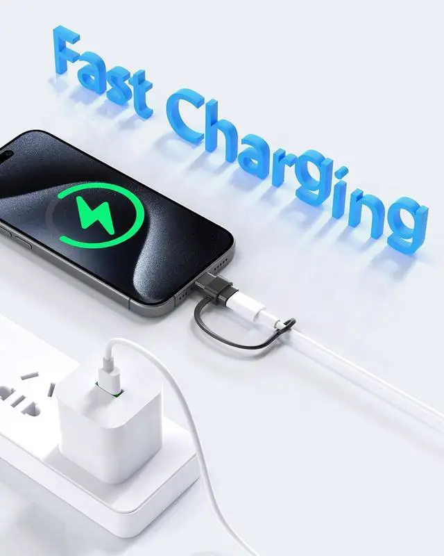 Alt view image 2 of 7 - MFi Certified 27W USB C to Lightning Adapter (2 Pack) - Fast Charging Data Sync Lightning to USB Type C Cable Adapter for iPhone14/13/12 Series iPad AirPods with Anti-Lost Loop Not for Audio/OTG