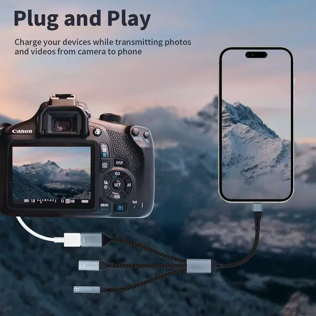 Alt view image 6 of 7 - USB C Splitter USB C to 3.5mm Headphone Adapter and PD 60W Charger Cable USB C to USB A OTG Splitter with Data Transfer Compatible with iPad Pro iPad Air 6/5 MacBook iPhone 16/15 Galaxy S24/S23