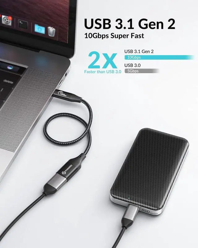 Alt view image 2 of 6 - [10Gbps USB C to USB 3.1 Gen 2 Adapter 3.3 FT USB-C Male to USB-A Female USB Type C to USB OTG Cable USB to USB C Adapter Compatible with MacBook Pro/Air iPad Pro  Galaxy