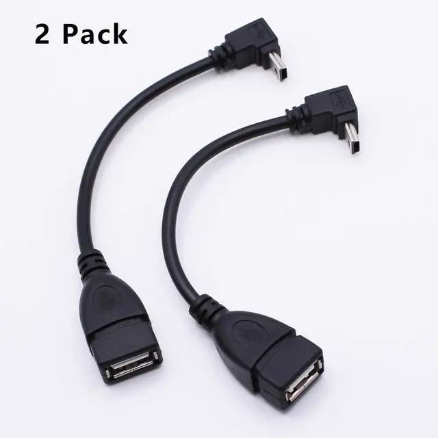 Alt view image 3 of 7 - 90 Degree Mini USB to USB A OTG Adapter Cable 5.5in Up Angle Mini USB 5-Pin Type B Male to USB Type A Female Adapter Cord for Digital Cameras Black 14cm(2 Pack UP)