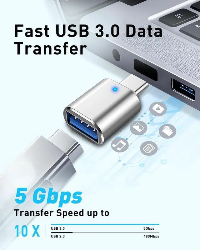 Alt view image 3 of 7 - ???????????????? USB C to USB Adapter 4 Pack Type C Male to USB 3.0 Female Adapter OTG Adapter Changer Converter Compatible with iMac MacBook Pro  iPhone 16 16e 15 iPad 11 Air 7Galaxy S25