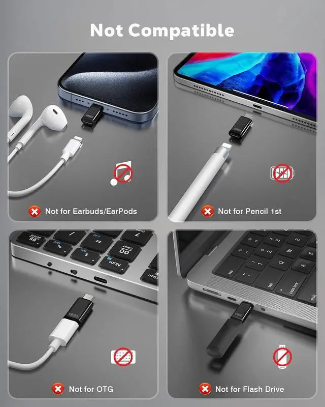 Alt view image 2 of 7 - Lightning to USB C Adapter 2Pack NOT for Earbuds/Headphones/OTG USB-C to Lightning Adapter for iPhone 15/16 Pro/16 Pro Max/Plus Galaxy S24 iPad ONLY for 36W Fast Charging/Data Sync Black