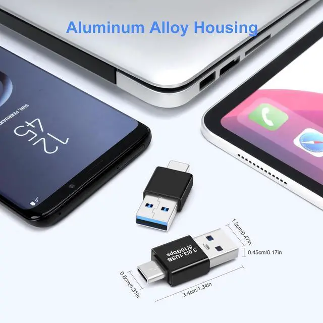 Alt view image 7 of 7 - USB 3.0/3.1 Male to USB-C Male Adapter (2 Pack) OTG 3.0/3.1 USB A to Type-C Adapter Fast Data Transfer up to Gen2 10Gbps USB C Connector Connection or Data Cable Extension