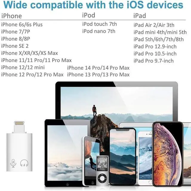 Alt view image 5 of 7 - USB C Female to Lightning Male Adapter Lightning Male to USB-A Female USB 3.0 OTG Connector for iPhone 14/13/12/11/Pro Max/iPad/iPod/AirPods Audio Microphone Support Recording Not Support Calling