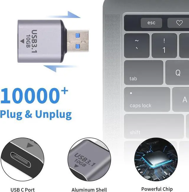 Alt view image 5 of 7 - USB C Female to USB Male Adapter 10Gbps 3.1 Gen 2 USB A to C Adapter Converter Support Bi-Directionalfor iPhone MacBook PC Laptop Charger Power (1Pack)