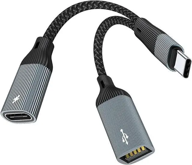 Main image of USB C Splitter with 60W PD Charging - Dual-Port OTG Adapter for iPhone 16/15 Pro/iPad/MacBook/Galaxy S24/S23 Data Sync & Fast Charge Simultaneously