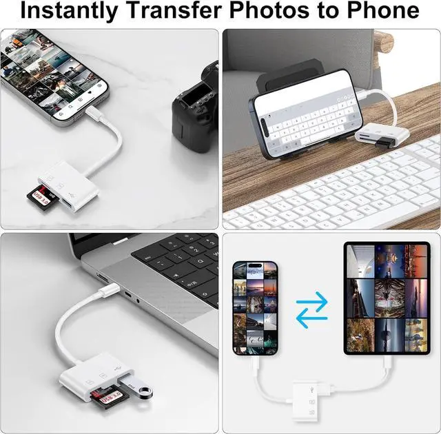 Alt view image 4 of 7 - USB C SD Card Reader Digital Camera Adapter for iPhone 16e/16 Plus/16 Pro Max/16/15  Galaxy S25 Ultra S24 FE S23 Plus S22 Type C Micro SD Card Memory Card Reader for Android iPad/MacBook Laptop