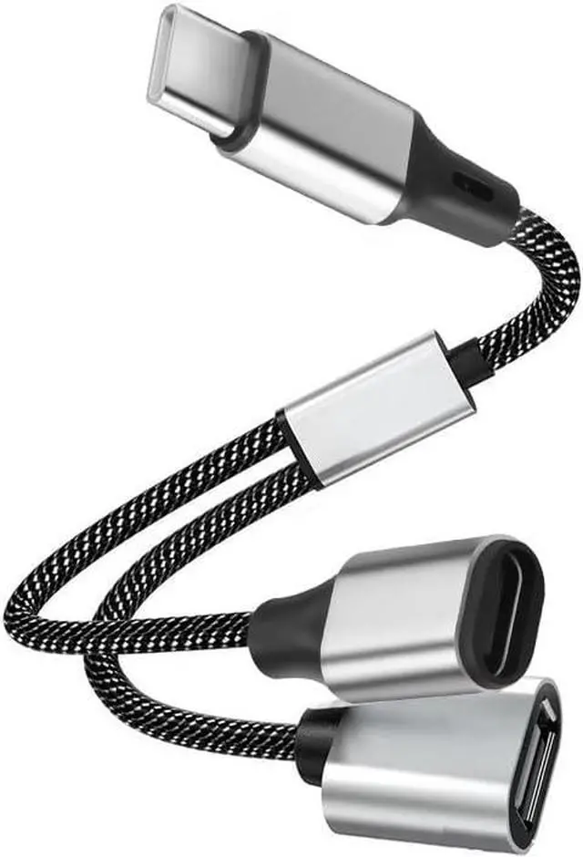 Main image of USB C to Dual USB Female Splitter Cable USB C OTG Charge Adapter Cable with USB C Female and USB A Female Extender Hub for Printer/USB Keyboard/Flash Drive/Laptop/LED-0.3M (1 to 2)