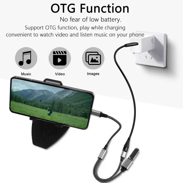 Alt view image 3 of 7 - USB C to Dual USB Female Splitter Cable USB C OTG Charge Adapter Cable with USB C Female and USB A Female Extender Hub for Printer/USB Keyboard/Flash Drive/Laptop/LED-0.3M (1 to 2)